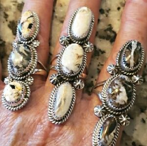 White Buffalo Sterling Silver Native American Navajo Rings